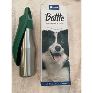 Persure 27 oz DogWater Bottle Stainless Steel Travel Portable Folding Bowl Green